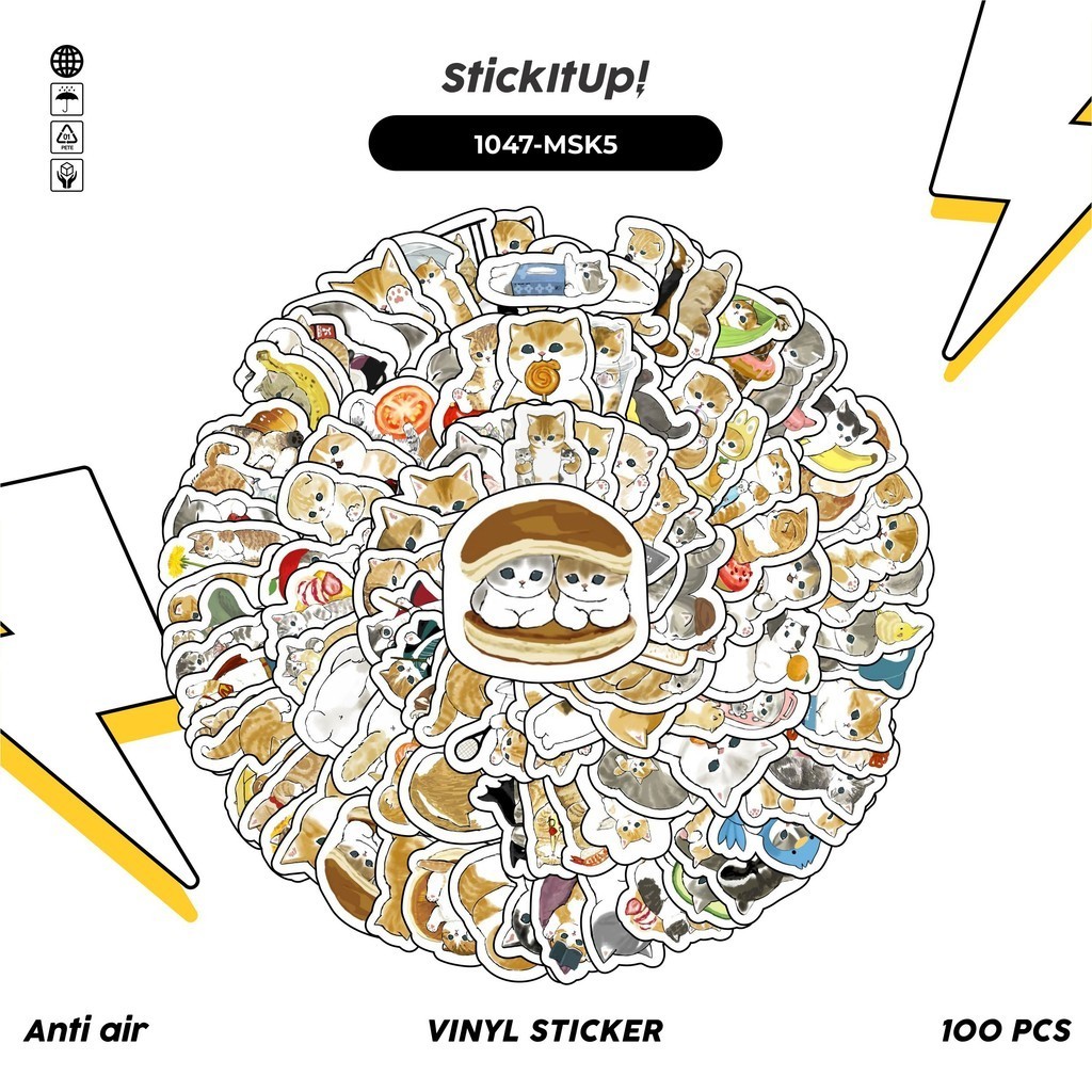 

COD✨ 100 Pcs Stiker Pack Mofusand Kucing V4 Lucu Aesthetic Vynil Waterproof untuk Freebies Sticker Buku Journal Casing HP Laptop