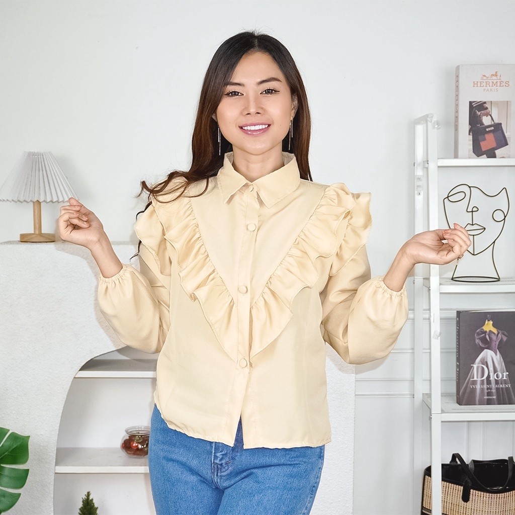 WILLSHA - ZFS OOTD Blouse ERIKO / LELANA WRAP BUTTON RUFFLE SHIRT / OOTD Blouse Wanita Kekinian / At