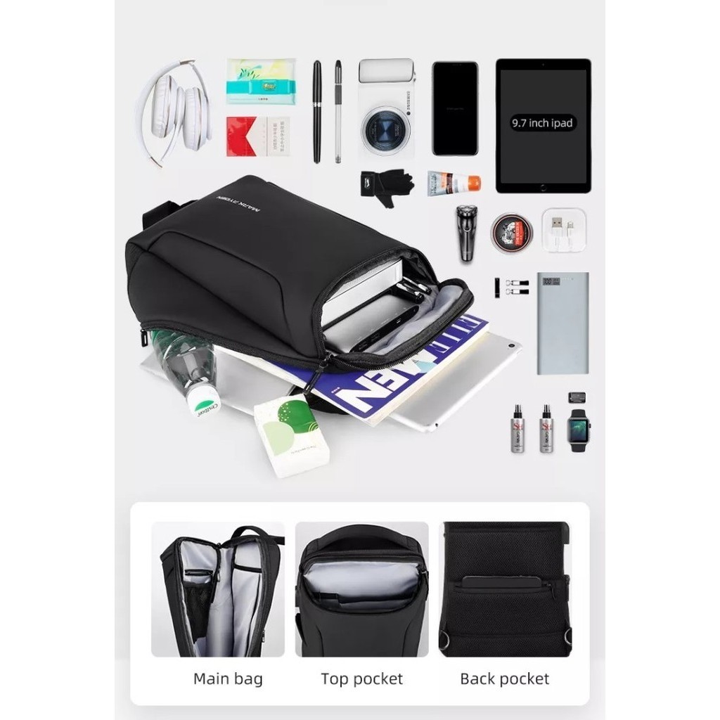 Mark Ryden Tas Selempang Pria Crossbody Waist Sling Bag USB  MR7069