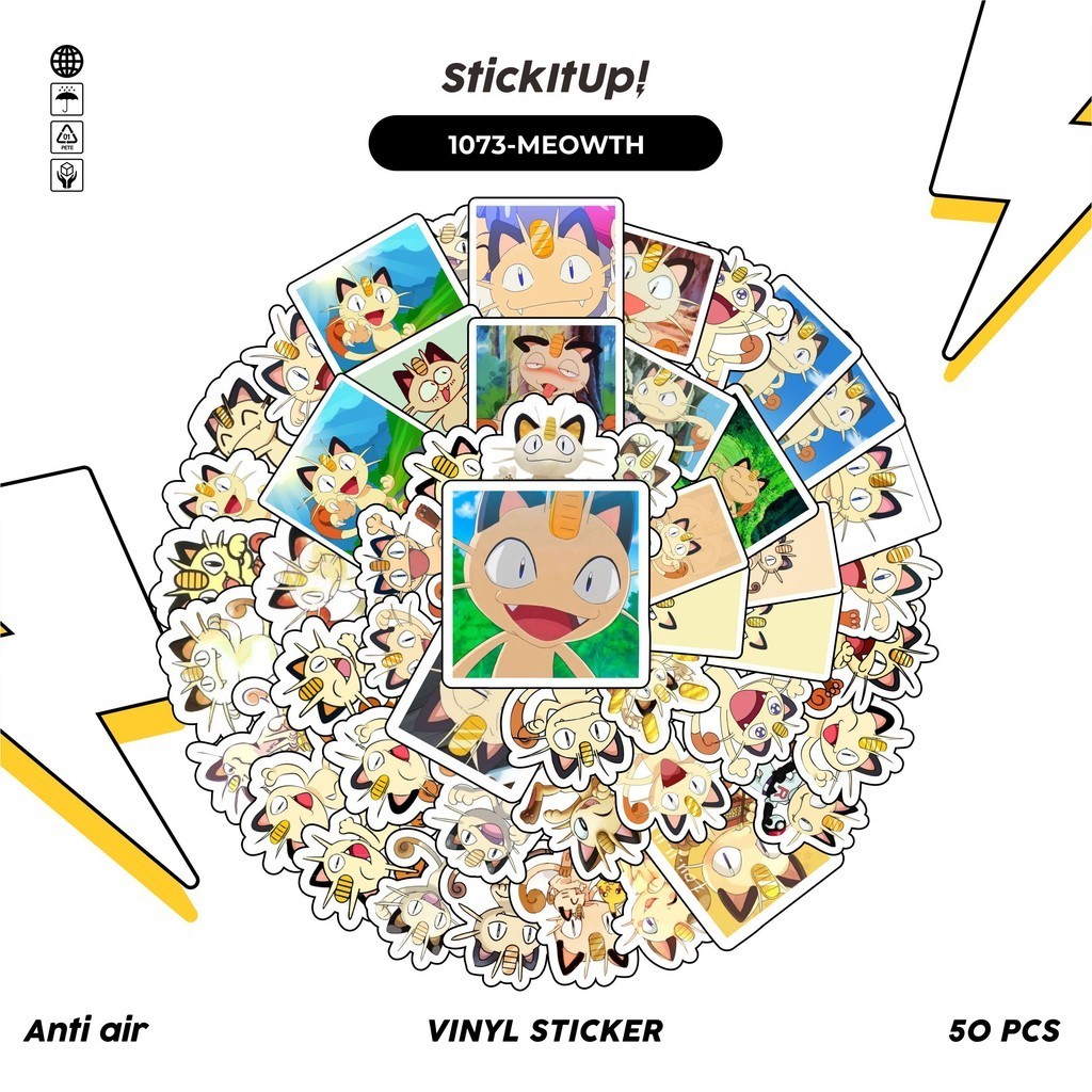 

COD✨ 100 Pcs Stiker Pack Pokemon Meowth Lucu Lucu Aesthetic Vynil Waterproof untuk Freebies Sticker Buku Journal Casing HP Laptop