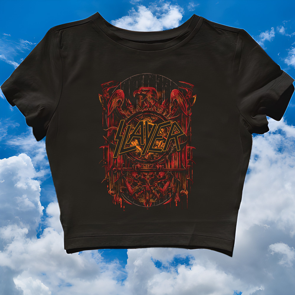 CROP TOP SLAYER HELL EAGLE | GRUNGE | CROPTOP | BAND METAL MUSIK ROCK | CROP TEE STYLE Y2K VINTAGE A