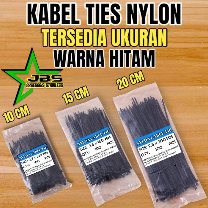 

KABEL TIES / TALI PENGIKAT BAHAN NYLON WARNA HITAM 1 BUNGKUS ISI 100 PCS