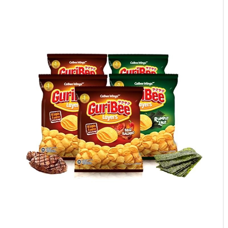 

GURIBEE layers Krisbee pillow kentang jagung coklat strwberry snack makanan ringan 30gr 65gr 100gr