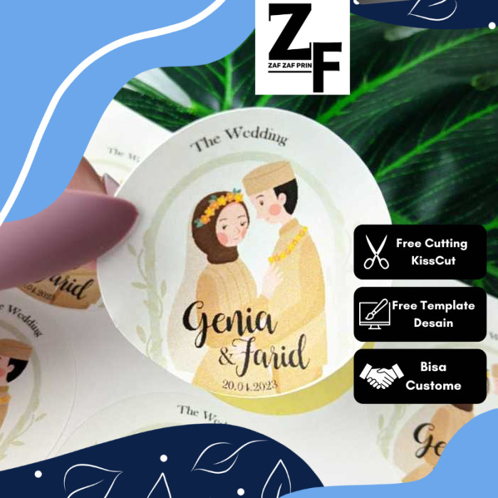 

ZAF 5-8 Sticker Wedding Souvenir Stiker Custom Ucapan Nikah Label Undangan Free Desain