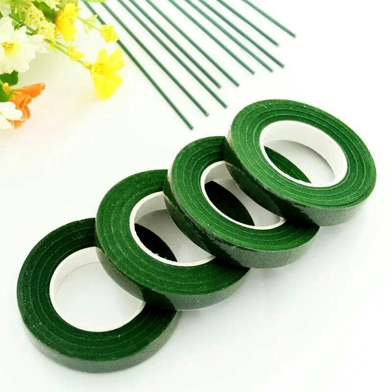 

30 Yard 12MM Floral Stem Tape Corsages Buttonhole Artificial Flower Stamen Wrap Florist Green Tapes Nylon Flower Supplies