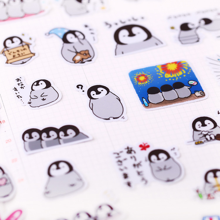

40pcs/pack Cute Handbook Self-made Penguin Stickers Line Cute Korean Decoration Cartoon Diary Material / Waterproof Stickers