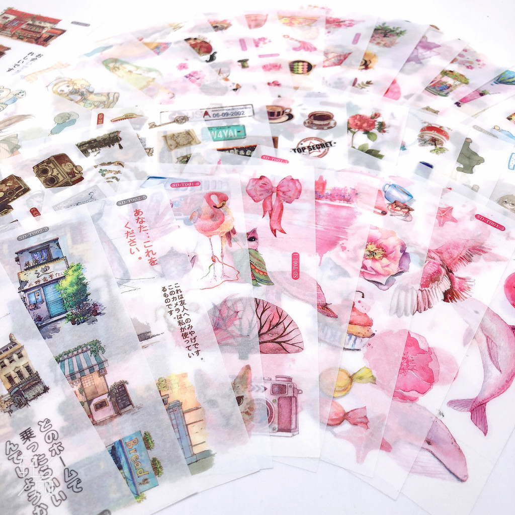 

6 sheets Kawaii Washi Paper Sticker Animal Plant Whale Journal Stickers Scrapbooking Decorative Notebook Stationery Supplies