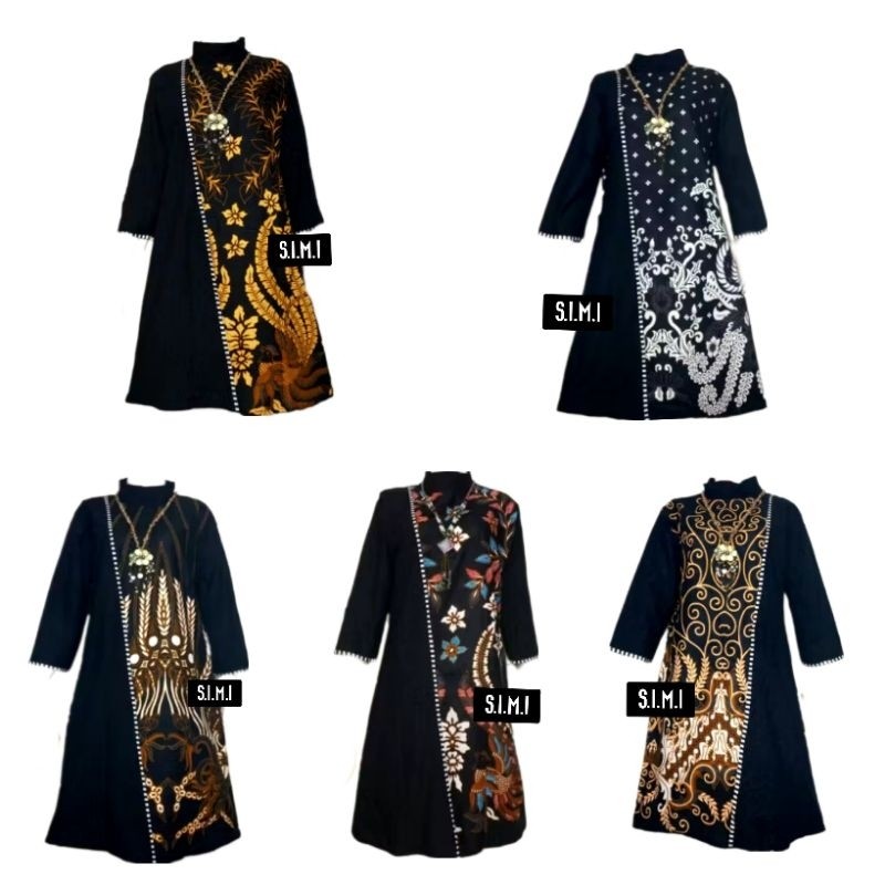 [DISKON SALE] SIMIFASHION Tunik etnik motif batik sekartaji hitam solo asli banyak motif ukuran besa