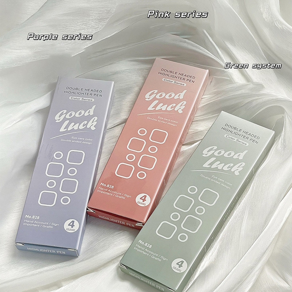 

4Pcs Gradient Double-Headed Highlighter Set Color Marker Pen Hand Account Stationery School Office Supplies