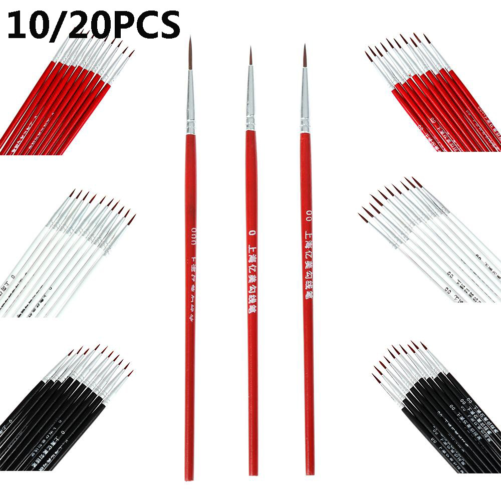 

10/20pcs High Quality Painting Brush Thin Nylon Hair Wooden Hook Line Pen Hand Painted Drawing Accessories Art Supplies