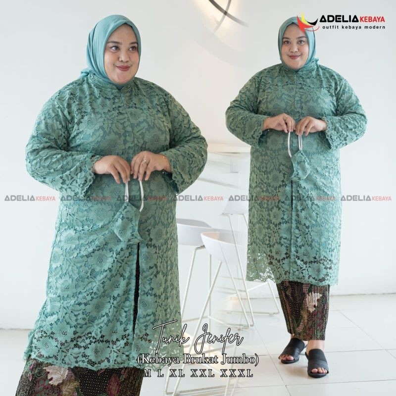 Setelan Kebaya Tunik Jenifer / Kebaya Tunik Brokat Jumbo / Atasan Kebaya Big size ld130
