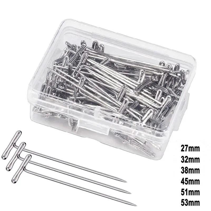 

100Pcs Thumbtack Pushpin Stainless Steel T Pins T Shaped Pins Needles with Storage Box for Crafts, Blocking, Knitting, Modelling