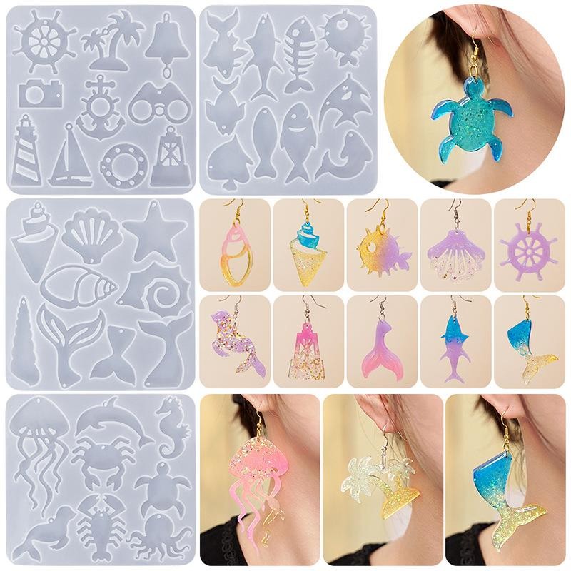 

DIY Epoxy Resin Mold Ocean Wind Series Pendant Silicone Mold Conch Shell Dolphin DIY UV Epoxy Resin Mould Jewelry Making Tools
