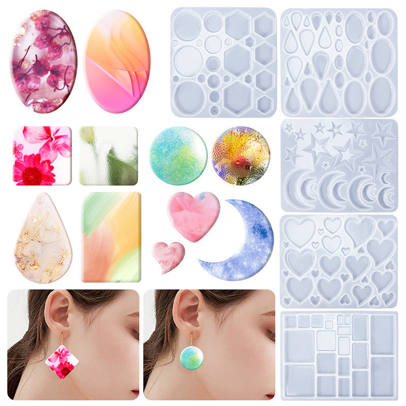 

DIY Crystal Epoxy Resin Mold Three-dimensional Patch Pendant Earring Silicone Mold