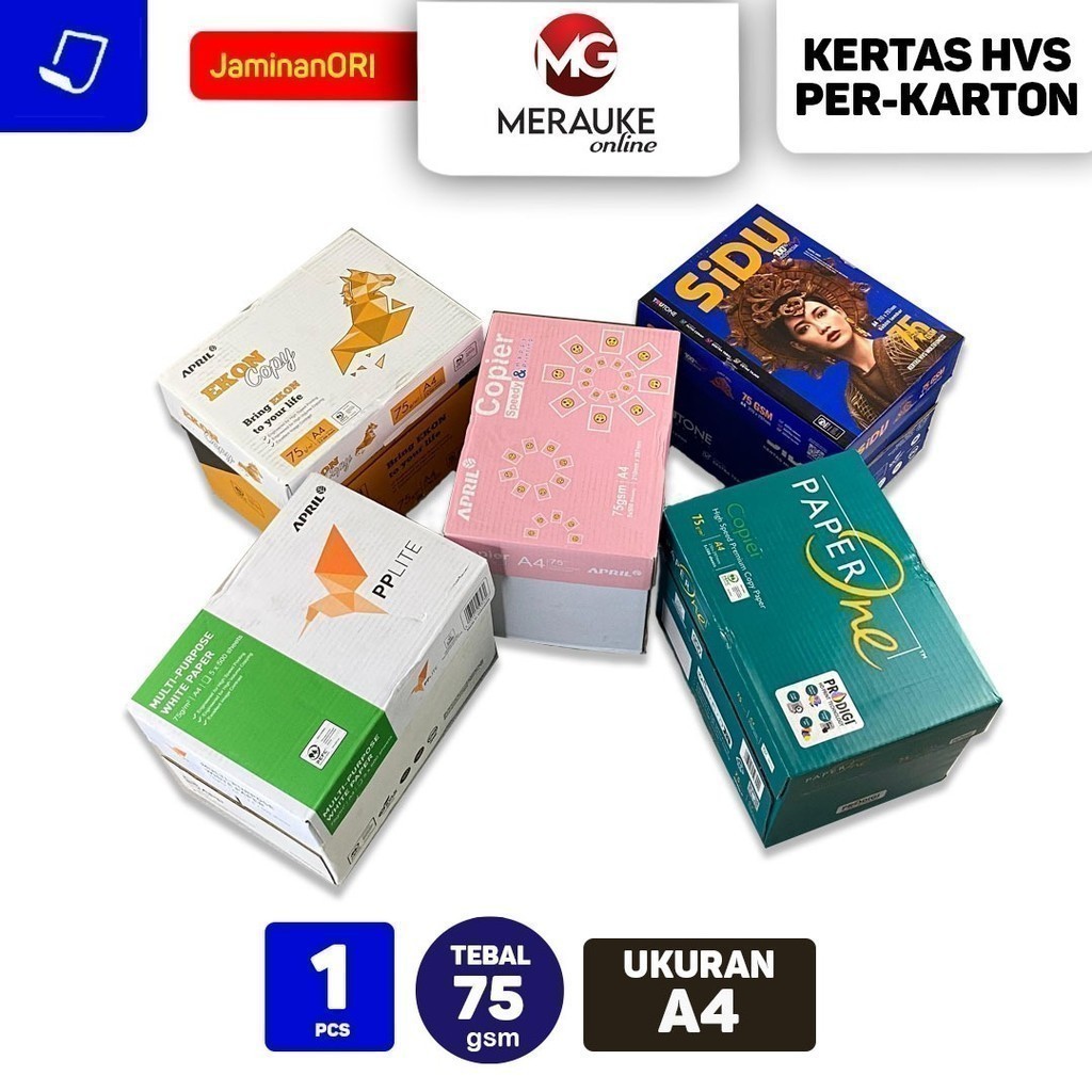 

Rad Kertas HVS A4 75 Gsm Per-Karton (1 Karton Isi 5 Rim)
