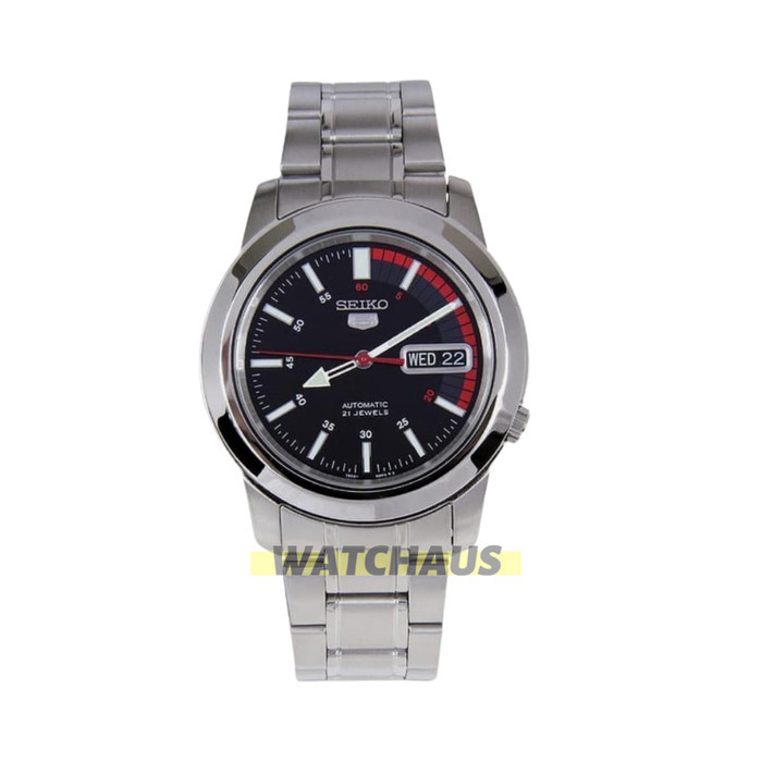 JAM TANGAN PRIA SEIKO 5 SNKK31K1 AUTOMATIC ANALOG SILVER BLACK STAINLESS STRAP