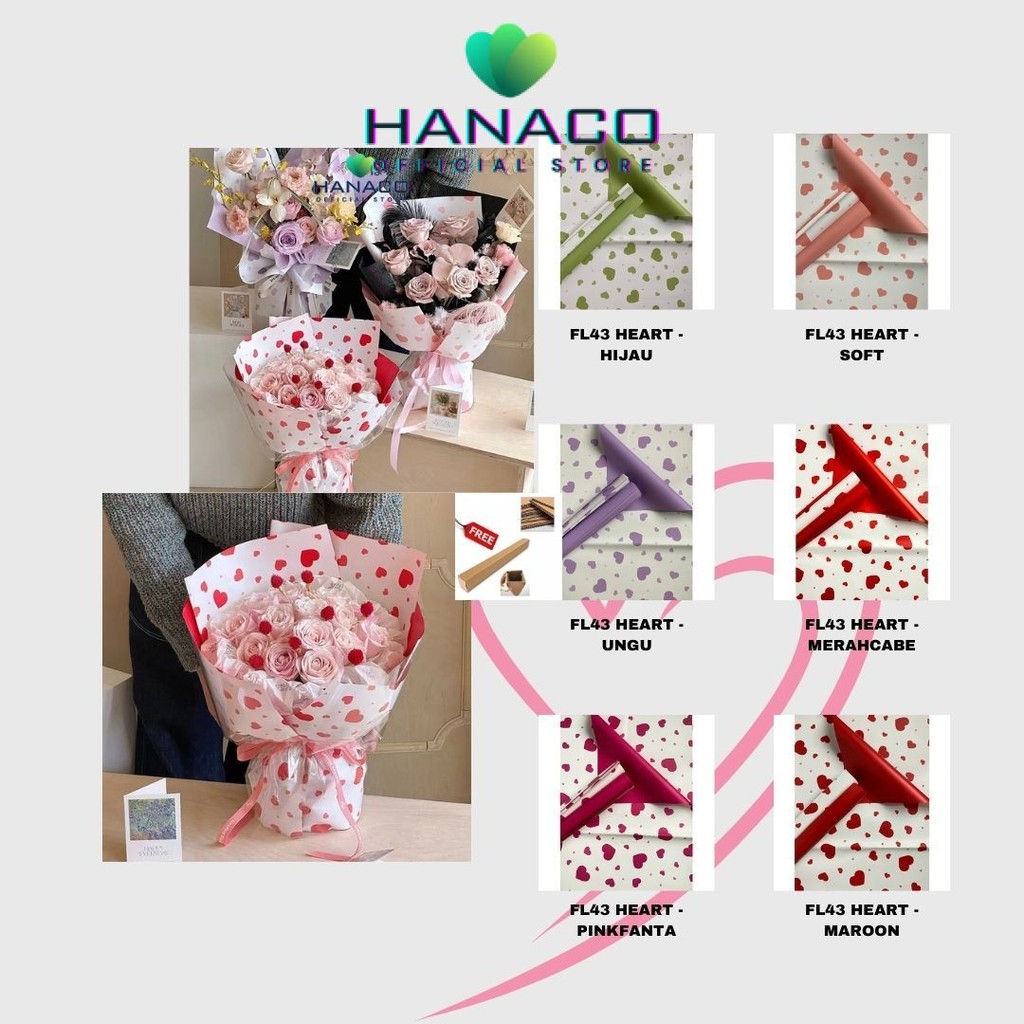 

HANACO - FL43 HEART Kertas Bunga Paper Buket Motif Cellophane