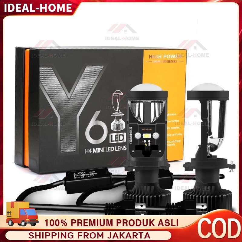 2Pcs Mini Projie H4 Mobil Led Mobil Motor Y6D H4 80W Super Terang Lampu Led Utama Kabut Headlamp Hea