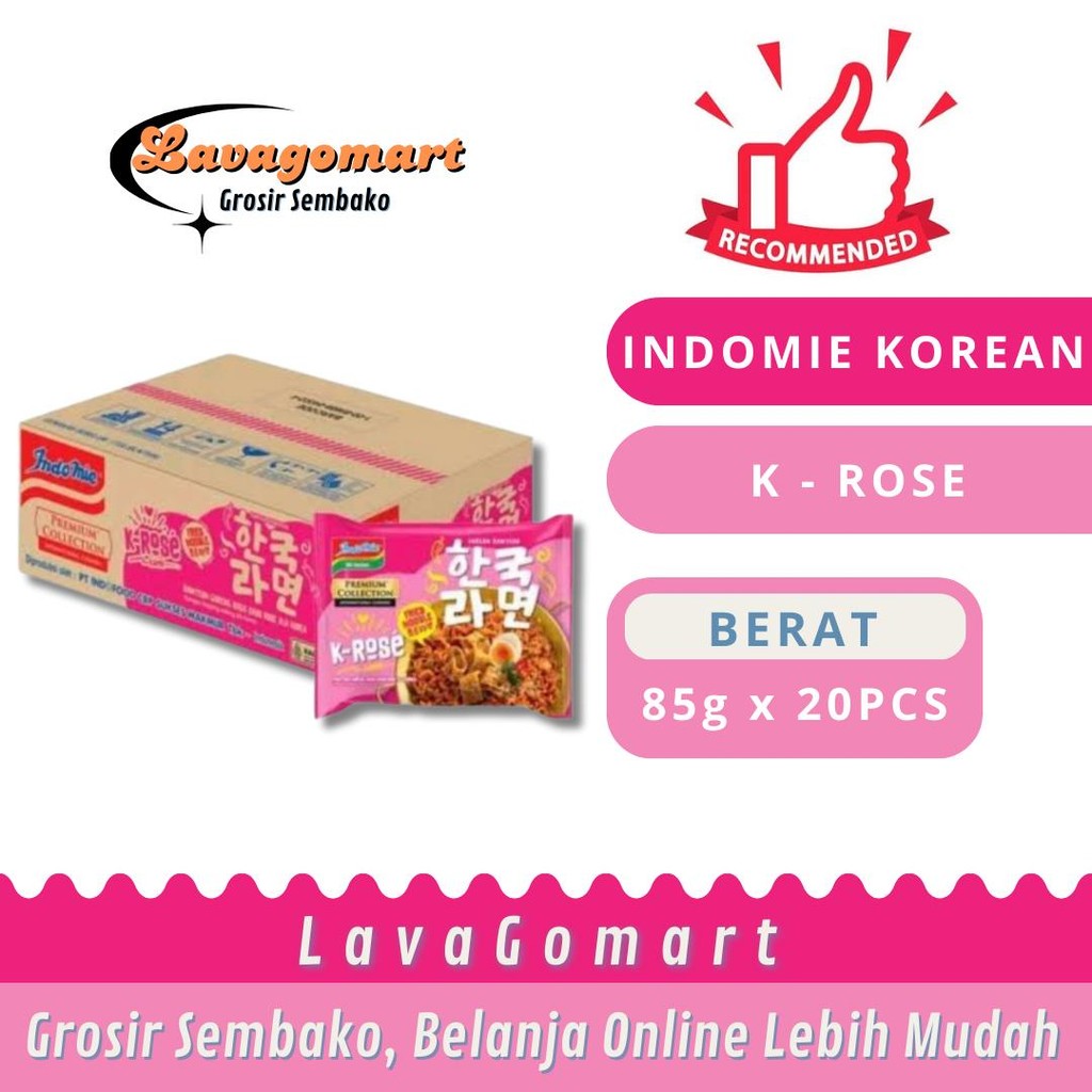 

INDOMIE MIE GORENG PREMIUM KOREAN K-ROSE PCK 85g - 1 DUS - LAVAGOMART - BANDUNG