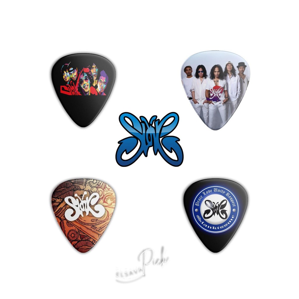 Set Pick Gitar Custom Slank - 4 Pick Unik PVC Tipis Sedang Tebal 0.7 mm - 1 mm Hadiah