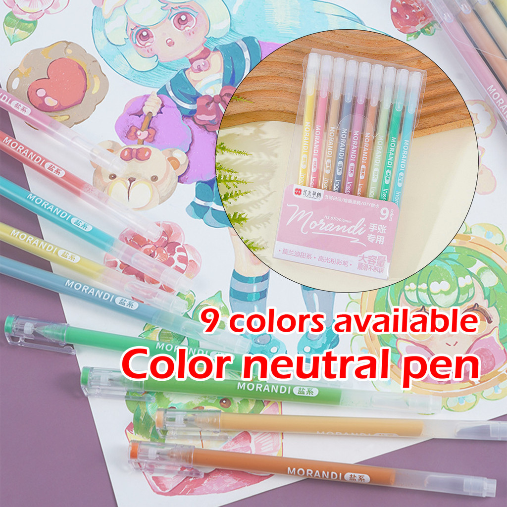 

9 warna 0.5mm pulpen warna pena gel marker pen Untuk menggambar, mencatat dan poin-poin penting colour pen