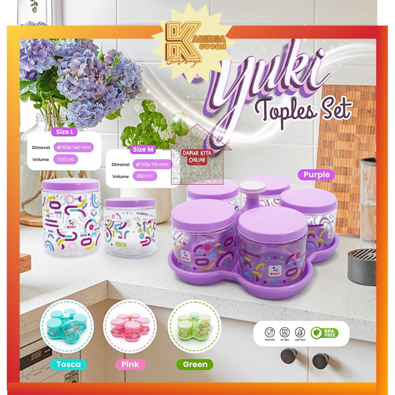 Yuki Toples Set / Toples Kue Kering Lebaran / Toples Set 5 Large / Yuki Set 5 Large 1.100ml / NAMPAN