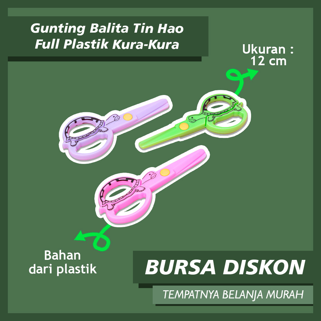 

Gunting Balita Tin Hao Full Plastik Kura-Kura Scissors Kertas DIY Kerajinan
