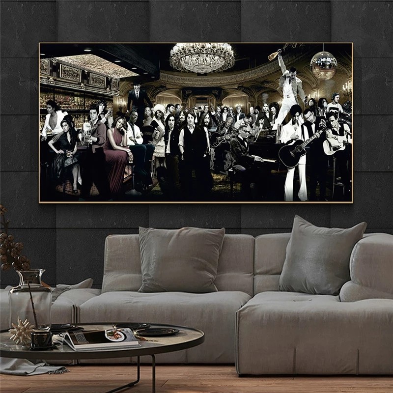 

Music Singer Star Gathering Large Living Room Canvas Painting Poster and Prints Wall Art Cuadros for Bedroom Home Decor Unframed