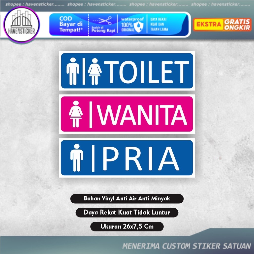 Sign Sticker Label Toilet - Stiker toilet pria - stiker toilet wanita - stiker kamar mandi - stiker 