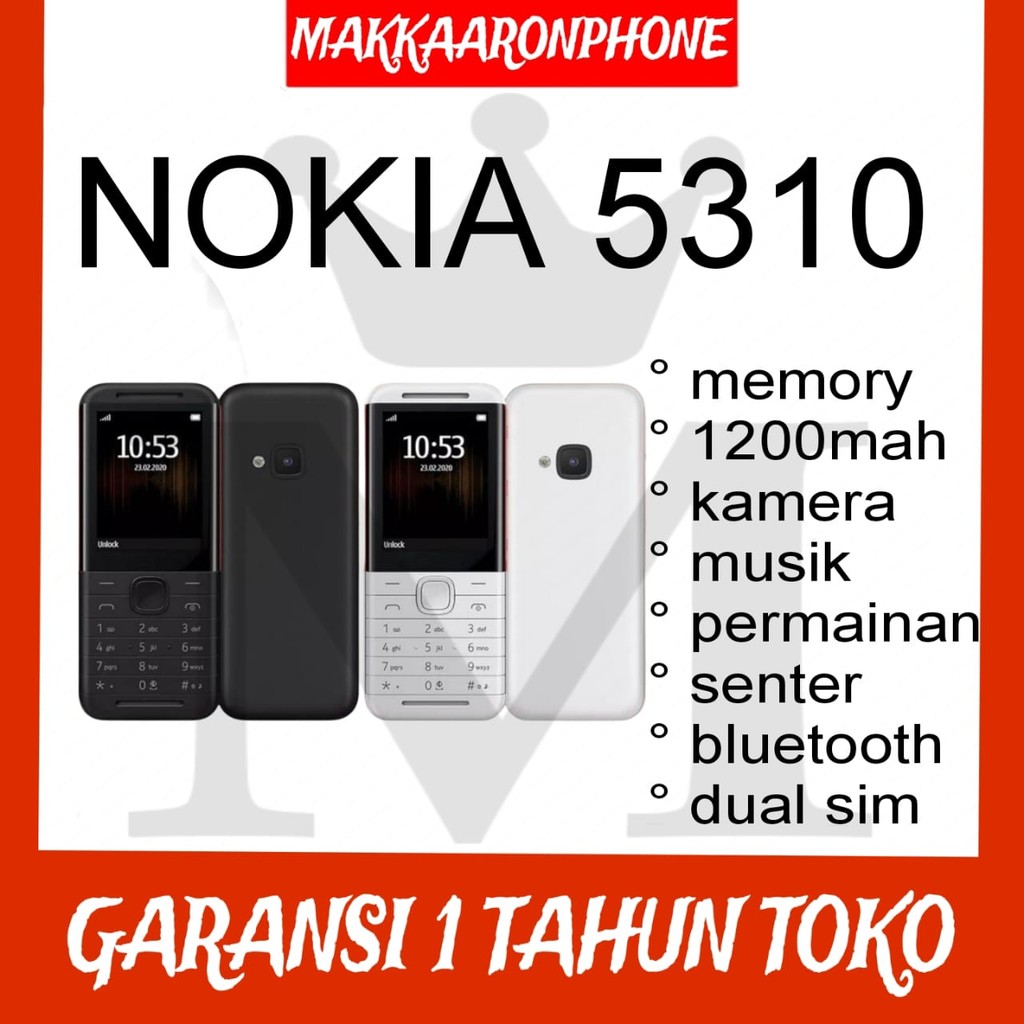 HP NOKIA 5310 2020 (BARU) [GARANSI 1 TAHUN] Kamera, Memori, Musik, Radio, Senter, Dual SIM Bagus
