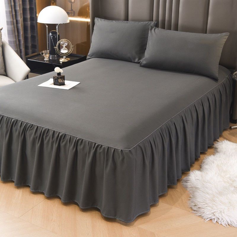 Non-slip Solid Color Bed Skirt Korean Bedspread Bedspread Bedspread Sheet Protective Cover Set of Th