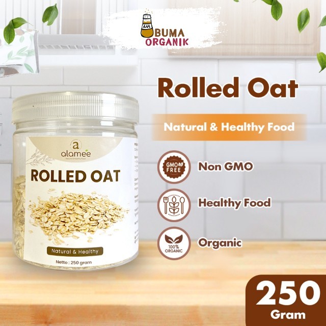 

ALAMEE Rolled Oats Gantum Utuh Biji Kasar Instan Oat Organik Sarapan Cemilan 250gr BUMA