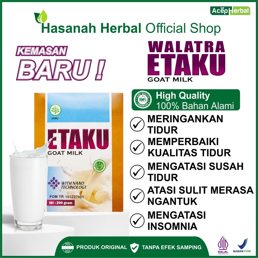 

Obat Susah Tidur Insomnia Susu Kambing Etawa Walatra Etaku Cocok Untuk Anak Dan Dewasa