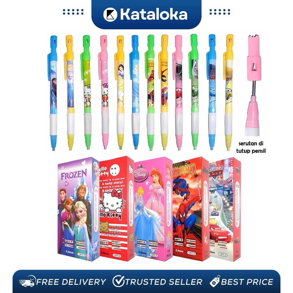 

GROSIR!!! (1 BOX BESAR isi 144 PCS) PENCIL MECHANIC 2.0 / PENSIL MEKANIK BESAR 2B 2.0 FANCY KARAKTER