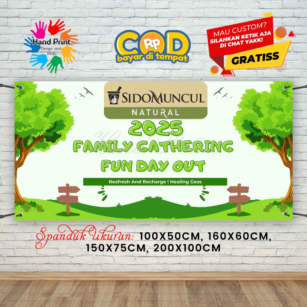 Cetak Spanduk Banner Family Gathering Hijau MMT Spanduk Custom 200x100