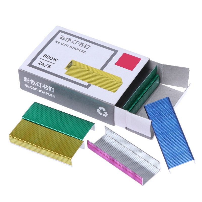 

800Pcs/Box 12mm Creative Colorful Metal Staples No.12 24/6 Binding Stapler Office Binding Supplies School Stationary Dropship