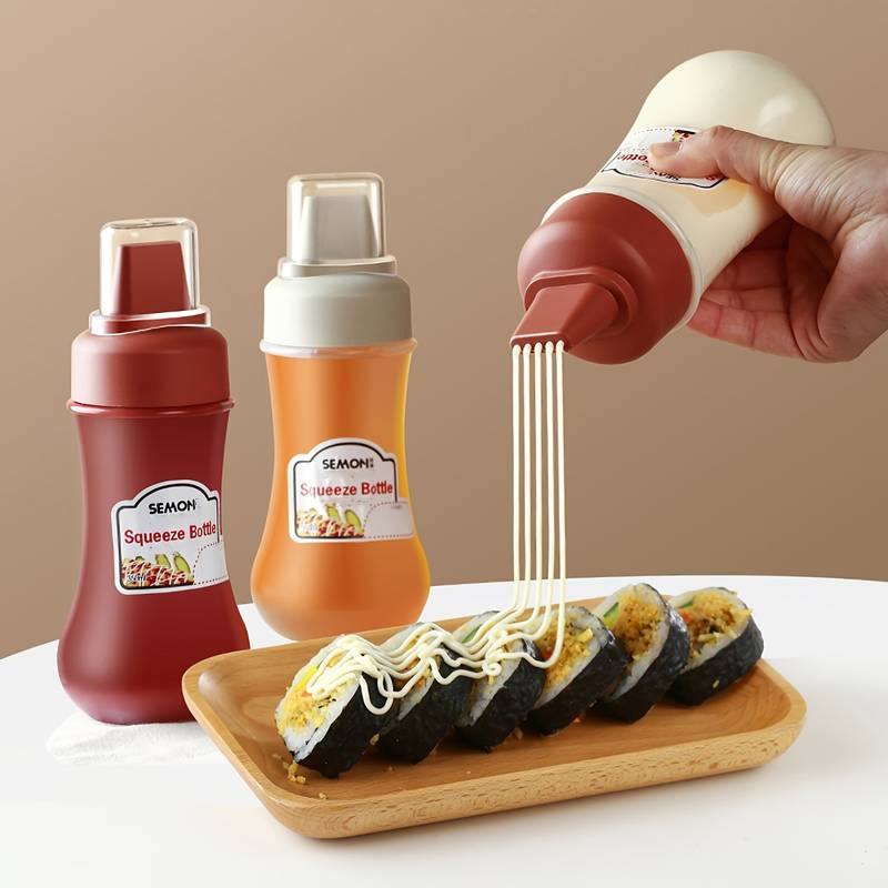 

1/2/3pcs Squeeze Sauce Bottle Leak Proof Refillable Condiment Container For Salad Ketchup Honey Jam Squeeze Sauce Bottle Kitchen