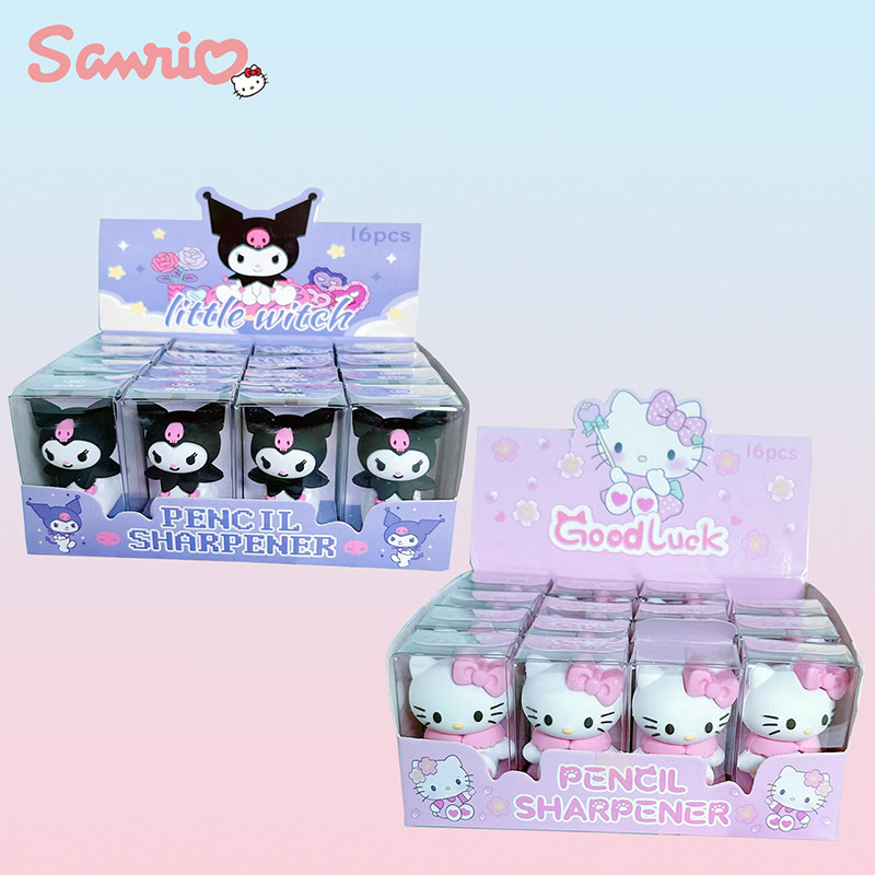 

16pcs Sanrio Pencil Sharpeners Kawaii Hello Kitty Kuromi Silicone Sharpener Student Stationery Kids School Supplies Wholesale
