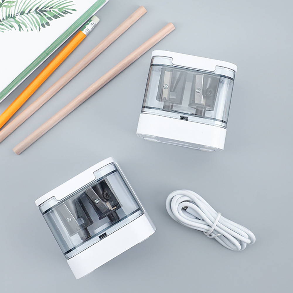 

Electric Pencil Sharpener with USB & Battery Dual Modes Double Hole Safe Cover Back to School Supplies for Kids Papeleria