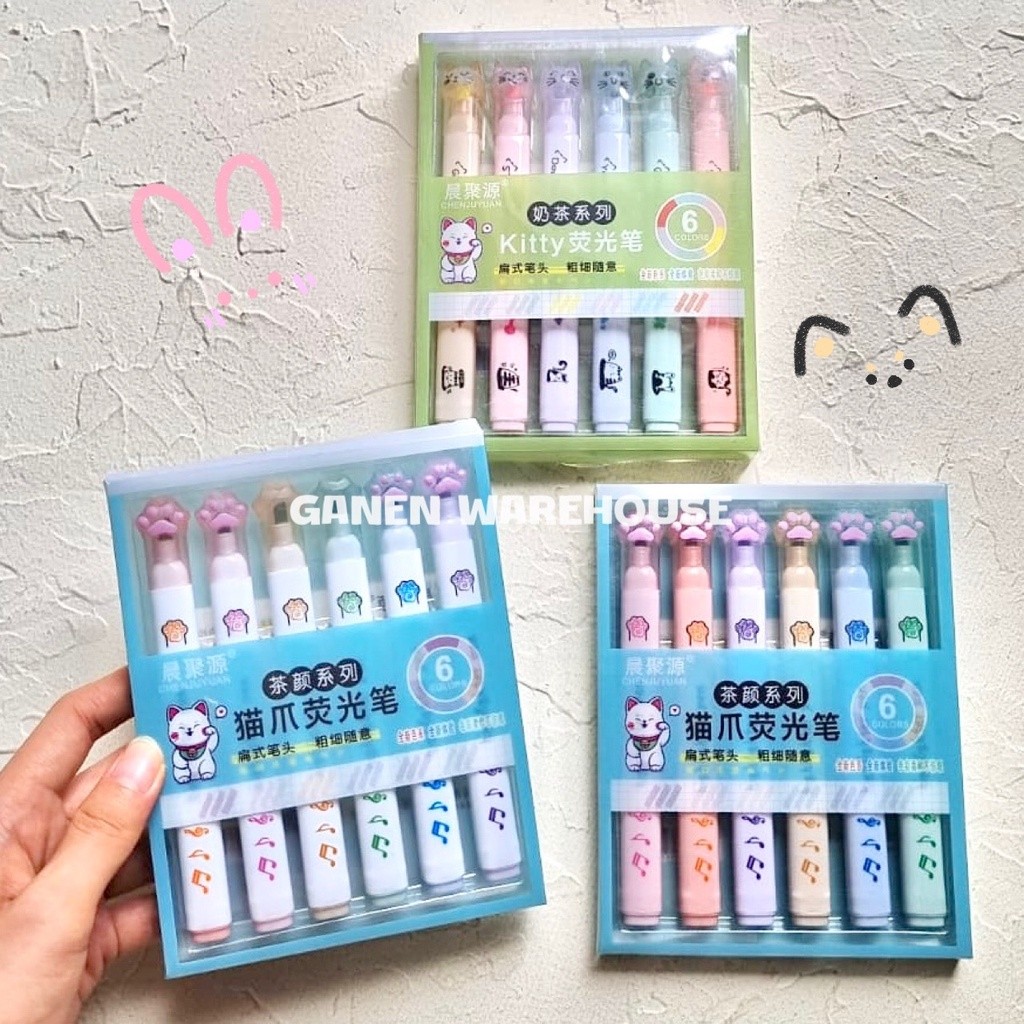 

[GW] 6 Pcs Stabilo Highlighter Cat Paw