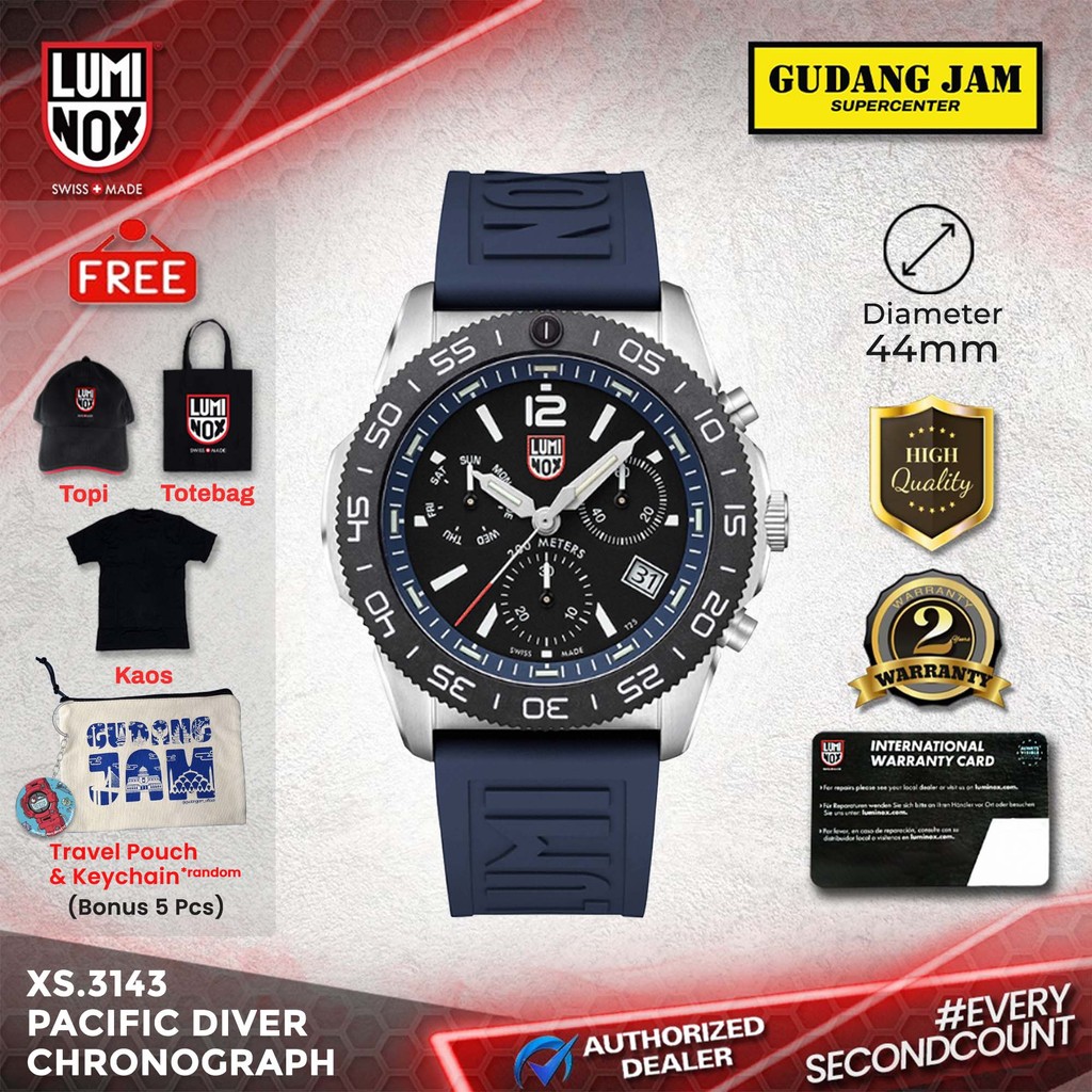 Luminox XS.3143 Pacific Diver Chronograph Jam Tangan Selam Pria 44mm