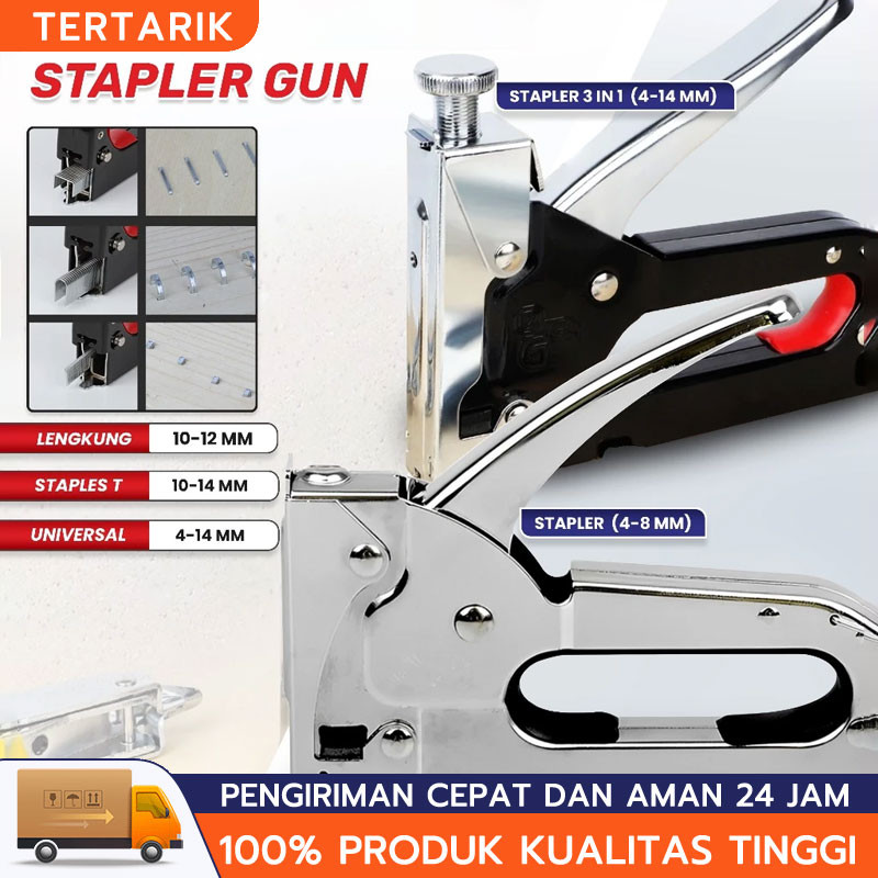 

4in1 Staples Stapler Staple Gun Paku 3 In 1 Pistol Kuku DIY Konstruksi Furnitur Konstruksi Pelapis Pelapis Pintu Tipe U Gratis 600 / T -Tipe Stapler Pistol Pertukangan Rumah Alat Alat Stapler Pertukangan