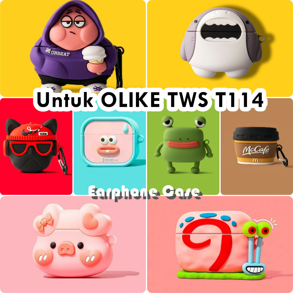 Parity Untuk OLIKE TWS T114 Case Trendi Kartun Soft Silicone Earphone Case NO.4