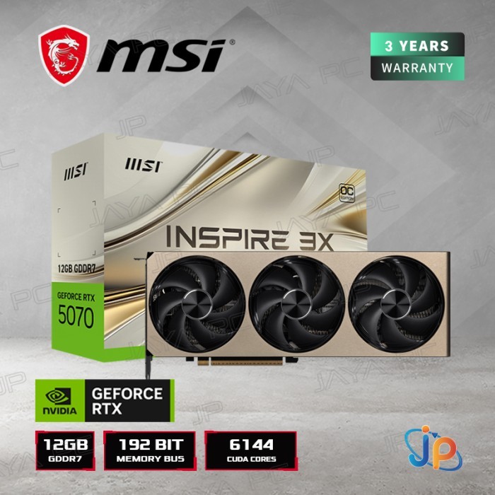 VGA MSI GeForce RTX 5070 Inspire 3X OC 12GB - 12 GB GDDR7