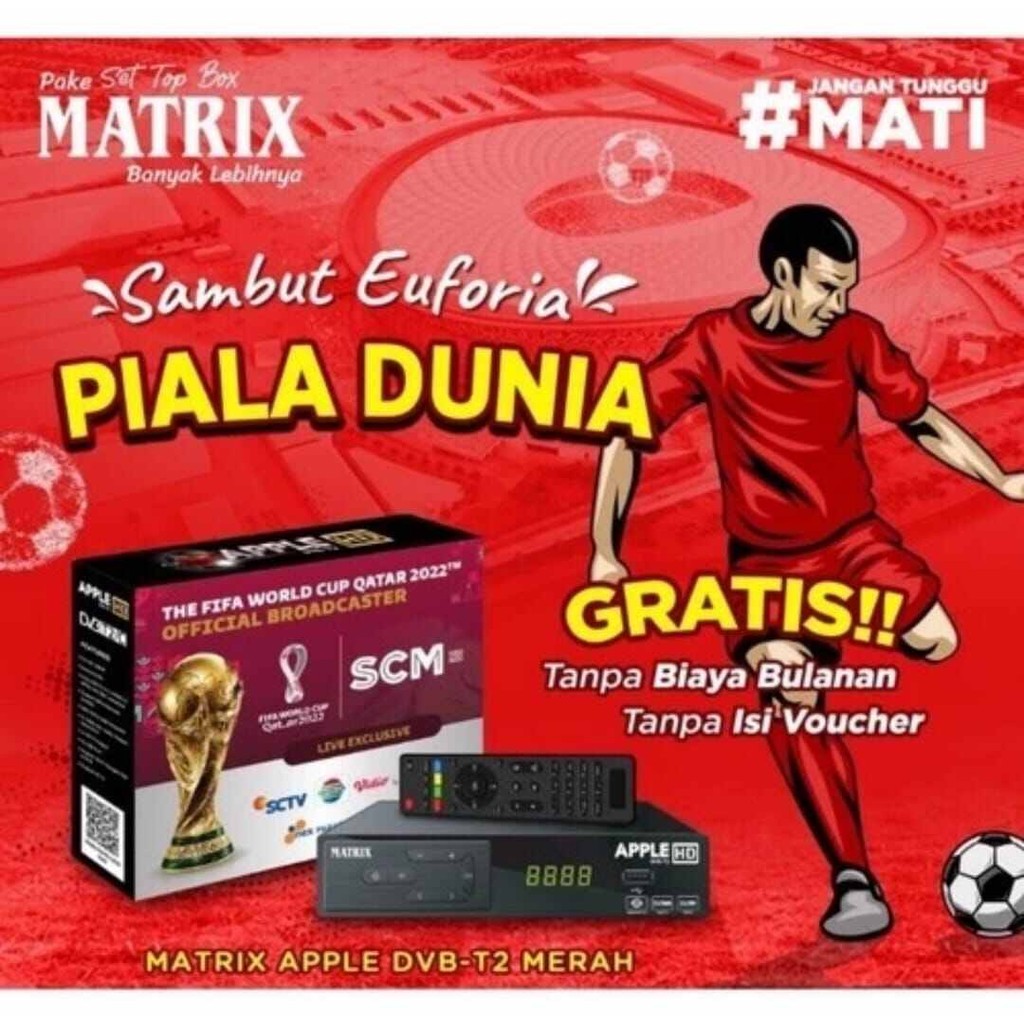 Set Top Box Matrix Apple Merah DVB T2 DVB T2