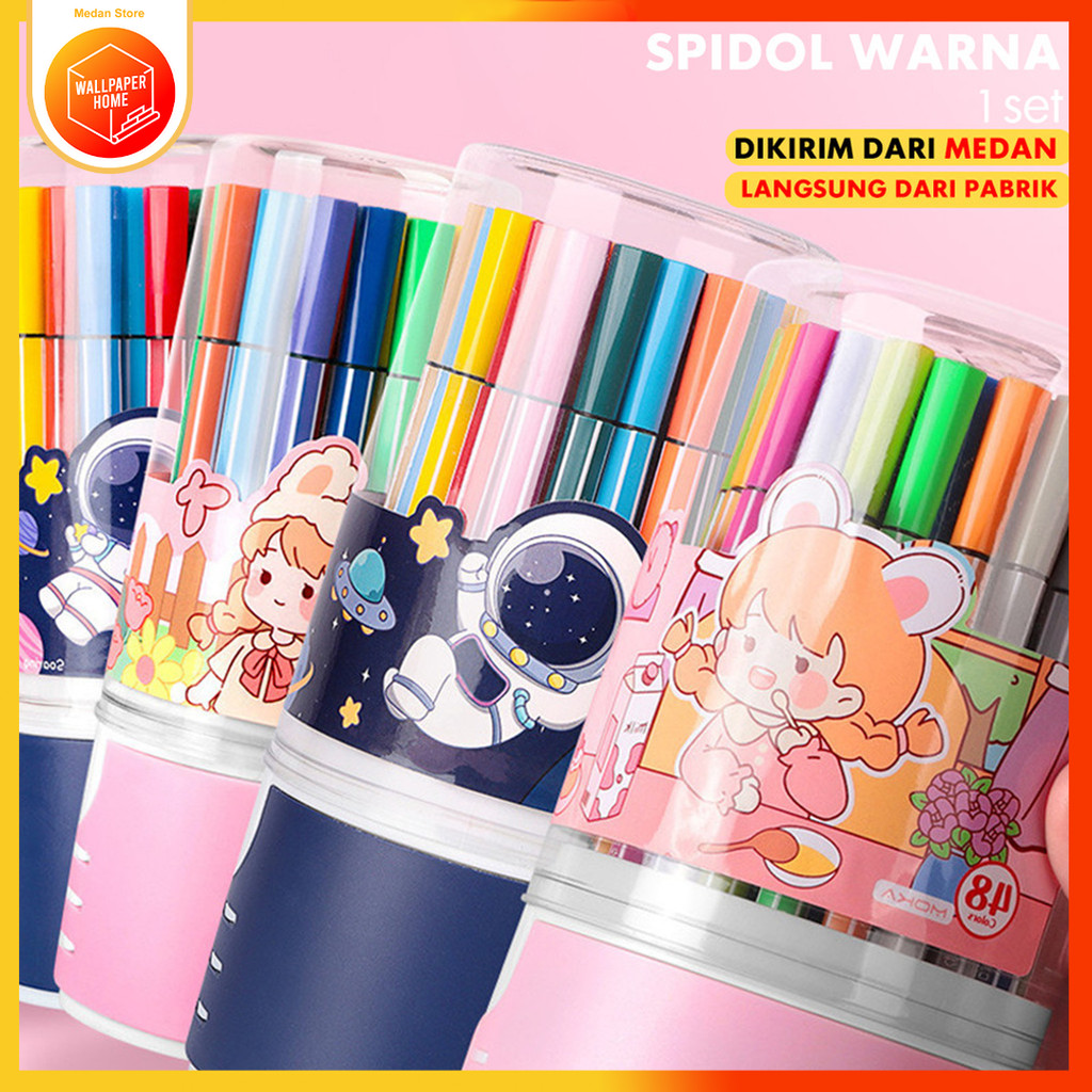 

Spidol Warna Warni 1 Set Hexagonal Watercolor Marker Pen 12/24 Warna