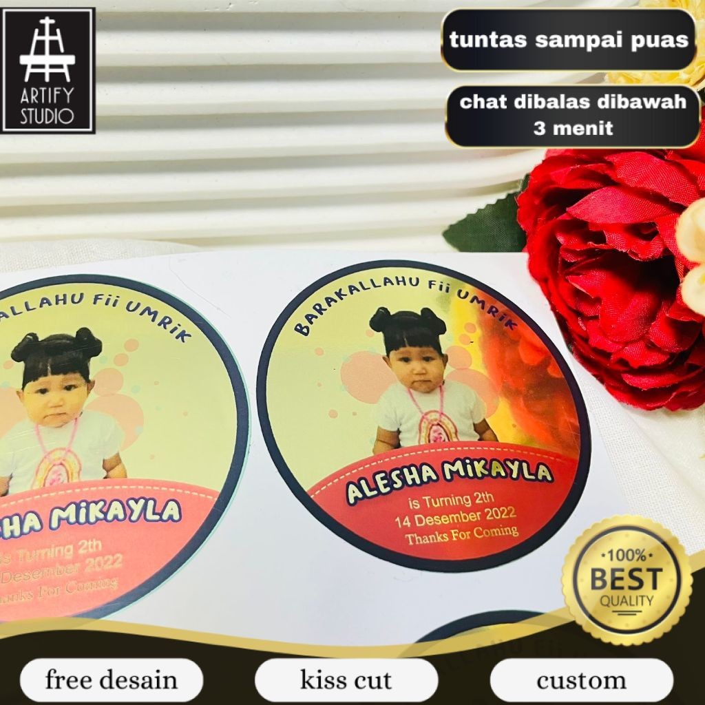 

Artify 5-8 Stiker Gold/Silver Ulang Tahun Anak Sticker Label Undangan Happy Birthday Uk.Sedang