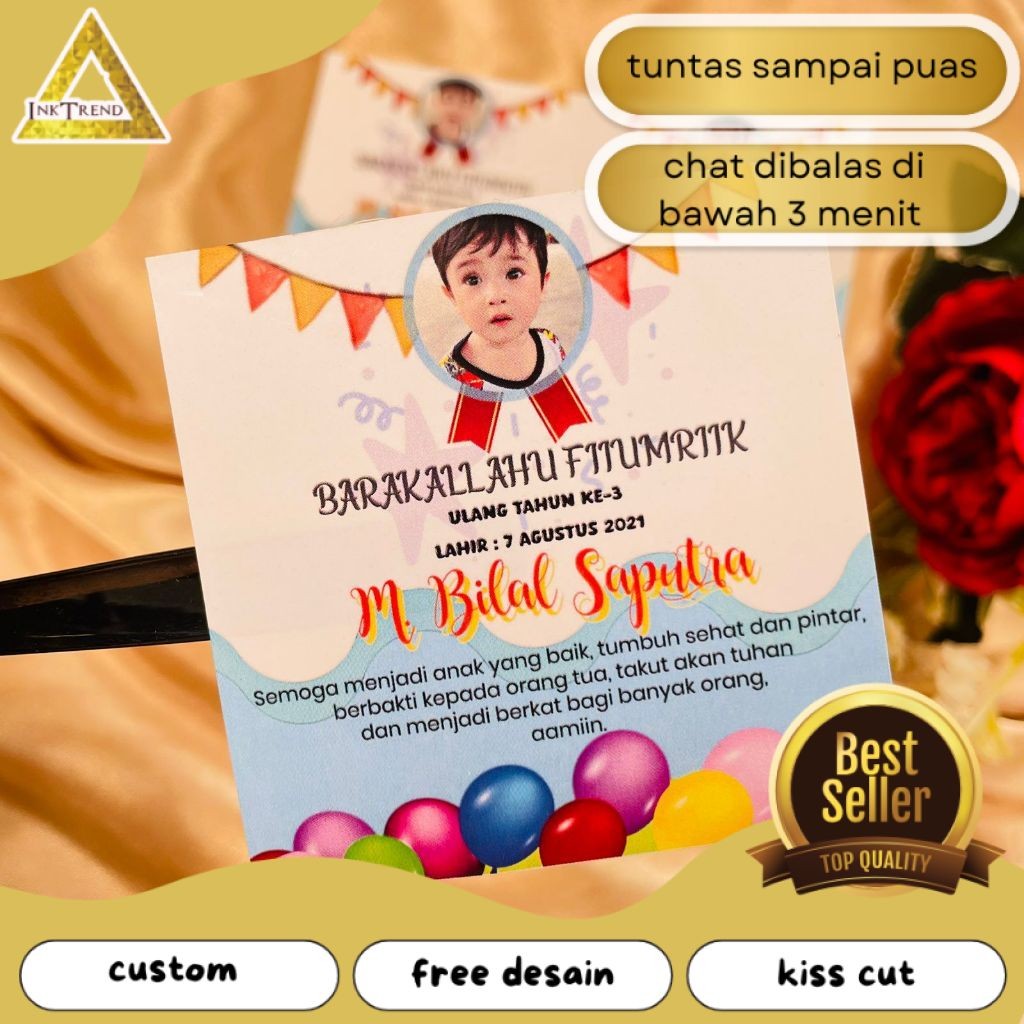 

INKA 9-15 Sticker Ulang Tahun Anak Bentuk Kotak Stiker Ultah Undangan Happy Birthday Uk.Besar