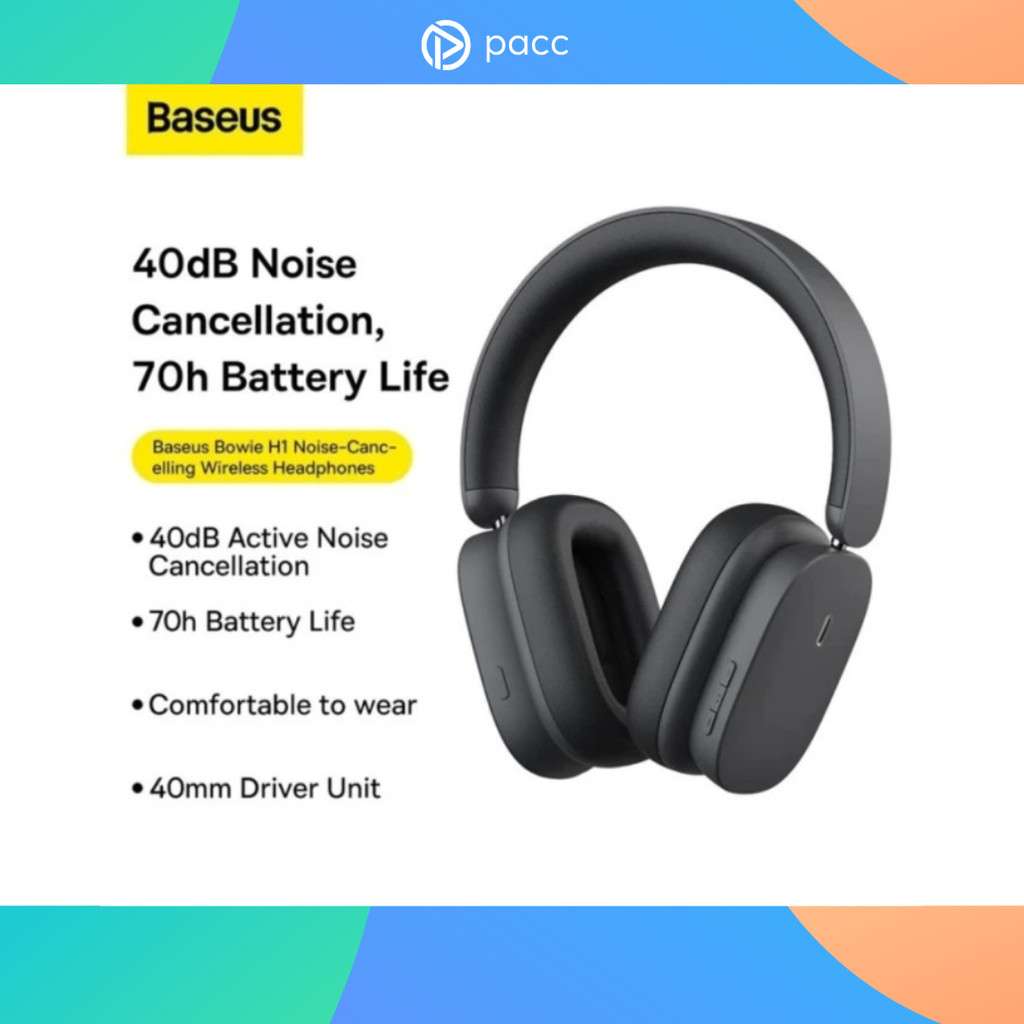 Wireless headphone baseus bowie H1 Bluetooth 5.2 ANC - Grey - Creamy white