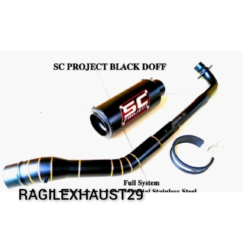 KNALPOT RACING SC PROJECT DOP HITAM VEGA JUPITER SUPRA SMASH SHOGUN KARISMA C70 ASTREA